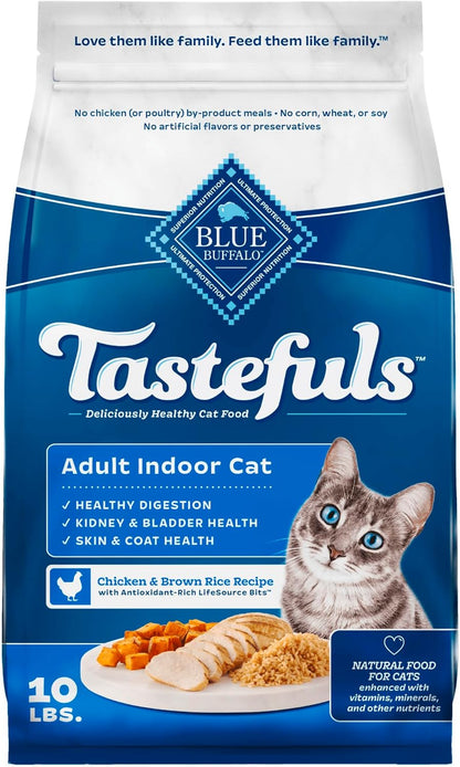 Blue Buffalo Blue Tastefuls Natural Adult Indoor Cat Chicken & Brown Rice Recipe Food for Cats 10 lb