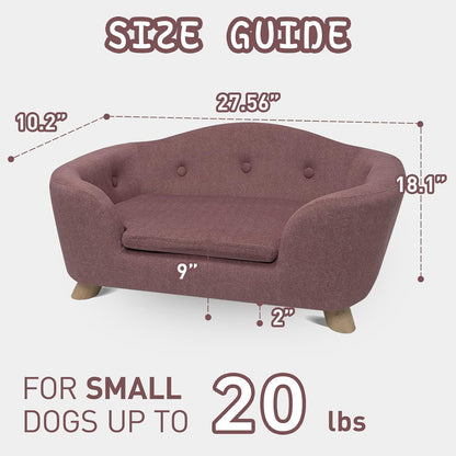 SHAVI Pet Sofa Dog Couch for Small Pet Dog and Cats, Low Back Lounging Bed with Velvet Modern Cat Couch Easy-to-Clean(Pink)