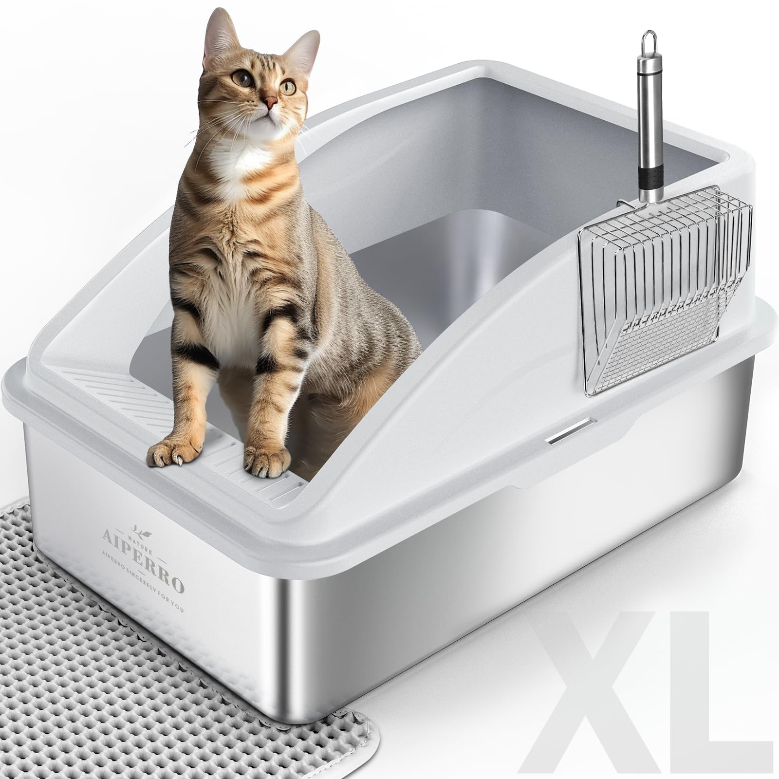 AIPERRO Stainless Steel Litter Box | XL Enclosed Cat. Chosen for real quality, fits naturally into