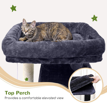 Globlazer Heavy Duty Cat Tree, 70 inch Sturdy Cat Tree for Indoor Cats Extra Large Cat Tower with Scratching Post, Hammock, Cat Condo for Adult Cats Kittens, F70 Pro, Dark Grey