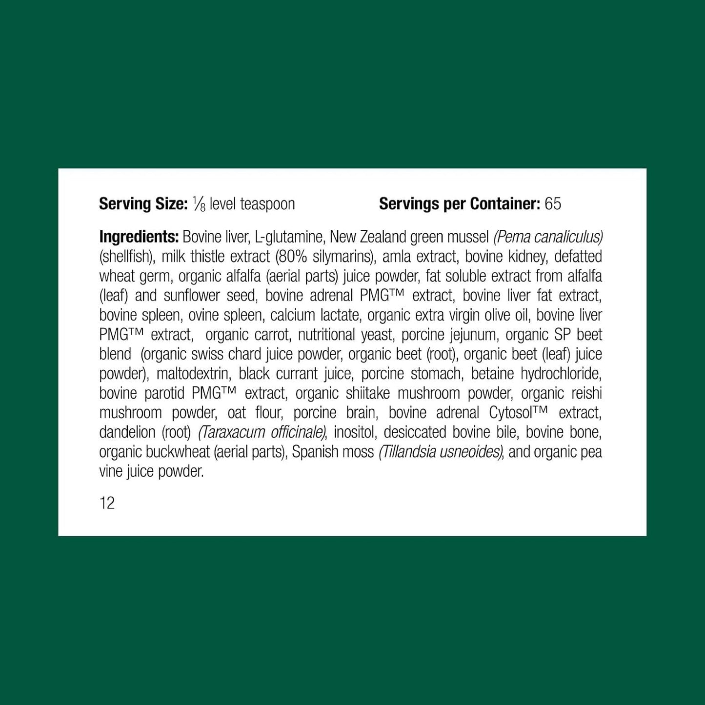 Standard Process Canine Dermal Support - Skin & Adrenal Gland Support Supplement - Comprehensive Skin Health Support Supplement for Dogs - Daily Immune & Liver Support Powder - 30 g