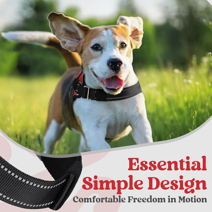 rabbitgoo Dog Harness Medium Sized, Easy On Pet Vest with One Buckle, No Pull Adjustable Service Harness with D-Ring & Handle, Reflective for Safety Walking, Training, Red, M