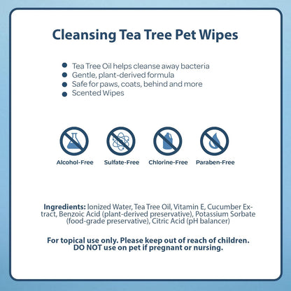 Best Pet Supplies Pet Grooming Wipes for Dogs & Cats,Deodorizer for Coats & Dry, Itchy, or Sensitive Skin, Clean Ears, Paws, Body, & Butt - Cleansing, Tea Tree, 400 Count
