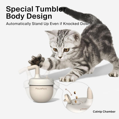 Cat Laser Toys, Automatic Cat Laser Toy Tumbler Design, Rechargeable Cat Laser Pointer 360°Irregular Rotation, 3 Modes Interactive Cat Toy for Indoor Cats of All Ages and Sizes (Beige)