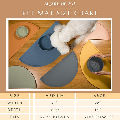 Waterproof Silicone Pet Food Mat - Non-Slip, Spill-Proof Feeding Mats for Floors, Raised Edge Design, Easy-to-Clean, Rubber Mat for Dog & Cat Bowls, 28" Across x 14" Deep, Large-Sage