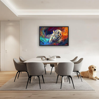 Quorin White Tiger Large Wall Art Abstract Colorful Tiger Animal Pictures Wall Decor Canvas Print Painting Artwork for Bathroom Living Room Bedroom 36L x 24W