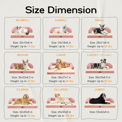 Small Dog Bed Waterproof Orthopedic Dog Beds for Medium Sized Dogs Comfy Pet Cat Bed with Sides, Washable Removable Cover