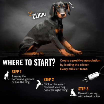 White Dog Clicker with Necklace - Clickers for Pet Training - Dog Training & Behavior Aids Easy to Carry with You Anywhere - Teach Your Dog Tricks or Reward His Behavior