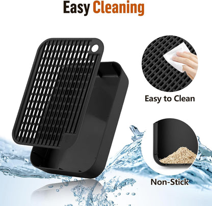 Cat Litter Box Ramp Mat with Filter Function, Cat Step Pedal Stool for Self-Cleaning Litter Box, Easy to Clean, Ideal for Kitten & Elderly Cats (Black)