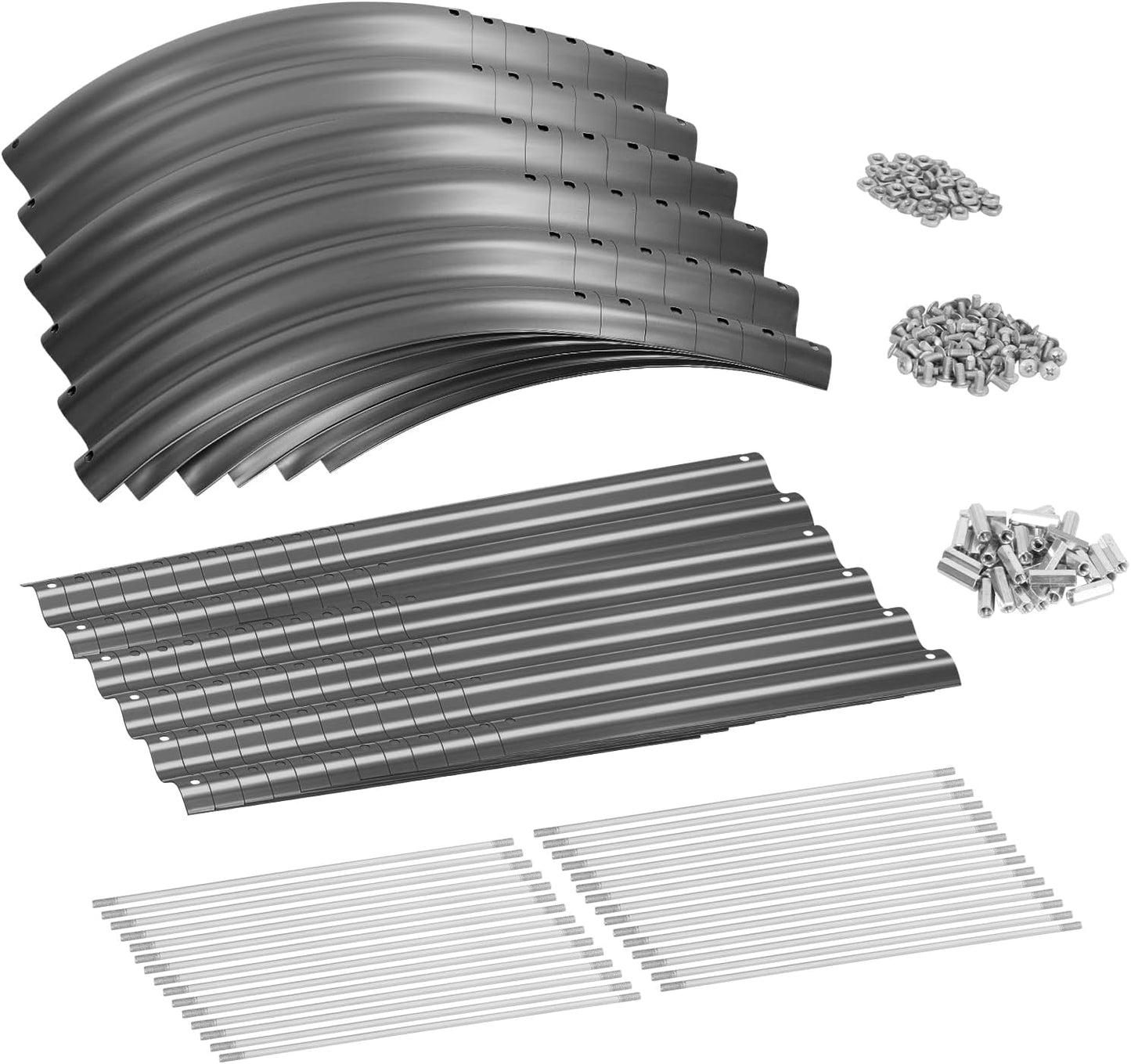 Land Guard 8×2×1.5ft Galvanized Raised Garden Bed Kit, Raised Garden Boxes Outdoor, Oval Metal Raised Garden Beds for Vegetables, Modern Grey