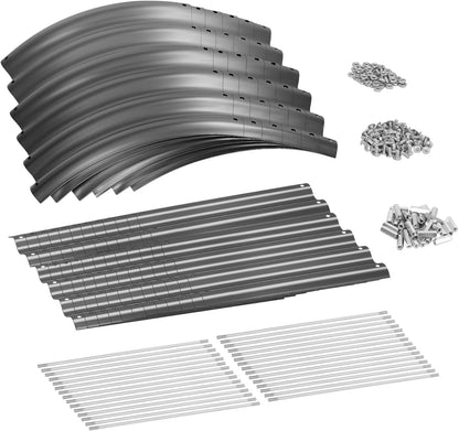 Land Guard 8×2×1.5ft Galvanized Raised Garden Bed Kit, Raised Garden Boxes Outdoor, Oval Metal Raised Garden Beds for Vegetables, Modern Grey
