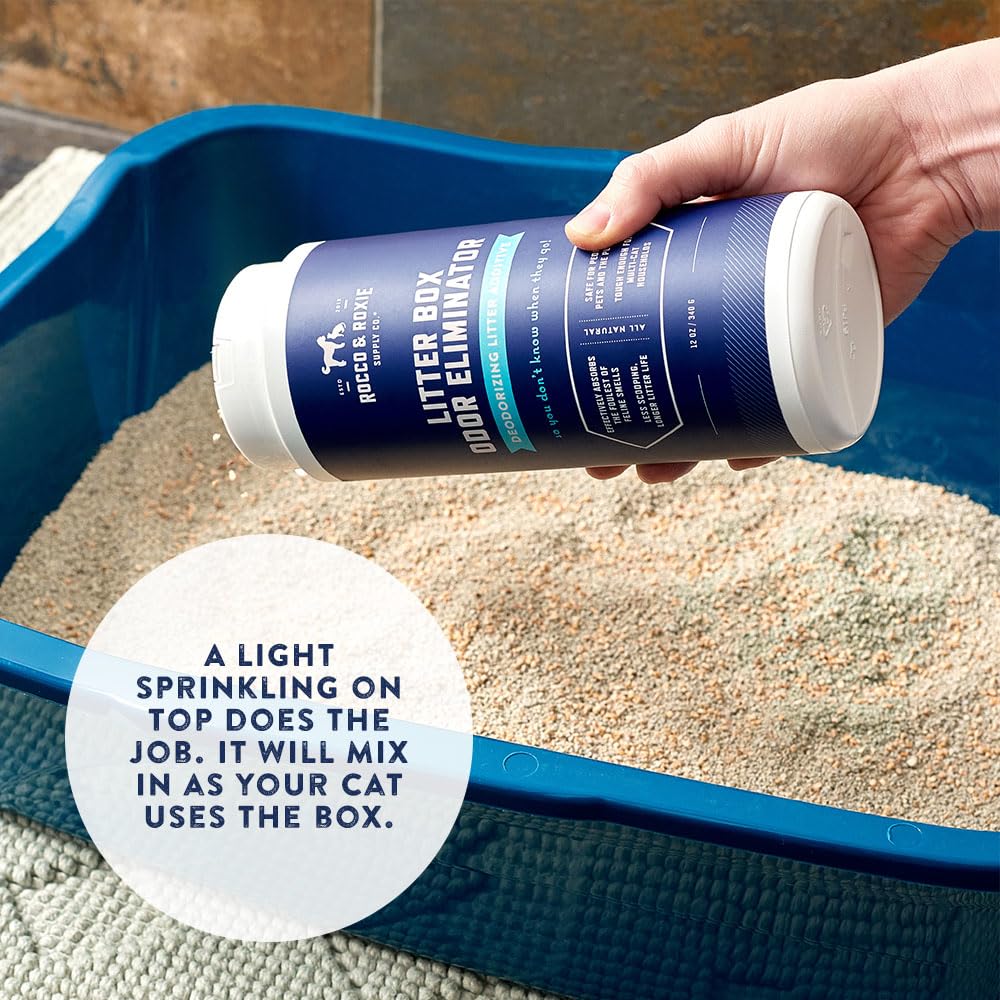 Rocco & Roxie Litter Box Odor Eliminator. Chosen for real quality, fits naturally into modern pet