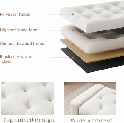 Ottoman with Storage, 48.8" Fabric Storage Ottoman Bench with Hinge, Bedroom Bench, Upholstered Benches with Seating for Living Room, Entryway (Beige)