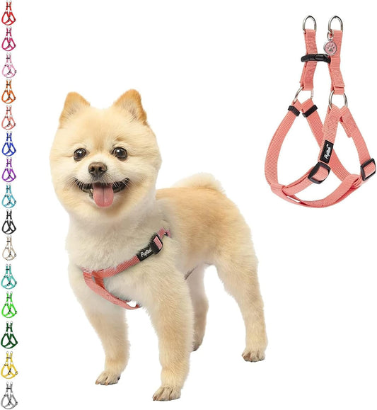 PUPTECK No Pull Dog Harness Soft Adjustable Basic Nylon Step in Puppy Vest Outdoor Walking with ID Tag LightCoral