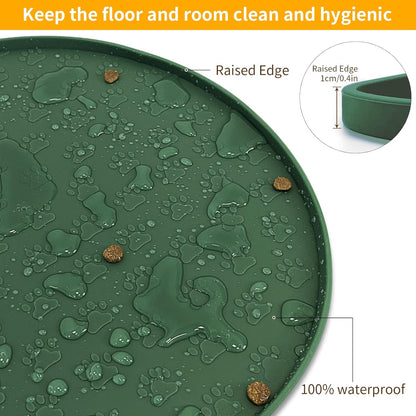 KPWACD Pet Placemat for Dog and Cat, Anti-Slip Waterproof Dogs Feeding Bowl Mat Prevent Food and Water Overflow, Silicone Puppy Dish Mats Suitable for Small Medium Big Pets, Hunter Green, 19" * 12"