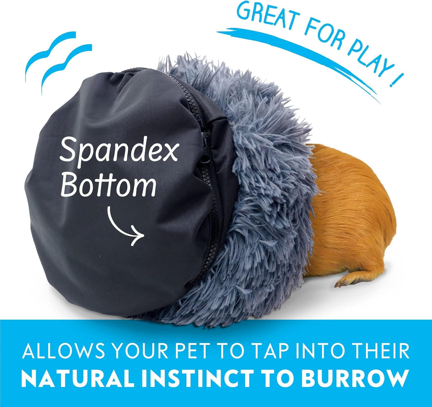 Paw Inspired Furr-O Burrowing Pet Bed with Zip-On Spandex and Fleece Bottoms for Guinea Pigs and Other Small Animals, Cozy Carrier, Hideout Enrichment Toy, Cage Accessories (Purple)