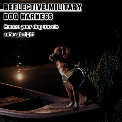 WINSEE Service Dog in Training Harness with 5 PCS Patches, Reflective Tactical Dog Vest Harness, Adjustable Soft Oxford Pet Harness with Easy Control Handle, Hook & Loop Panels for Walking Hiking