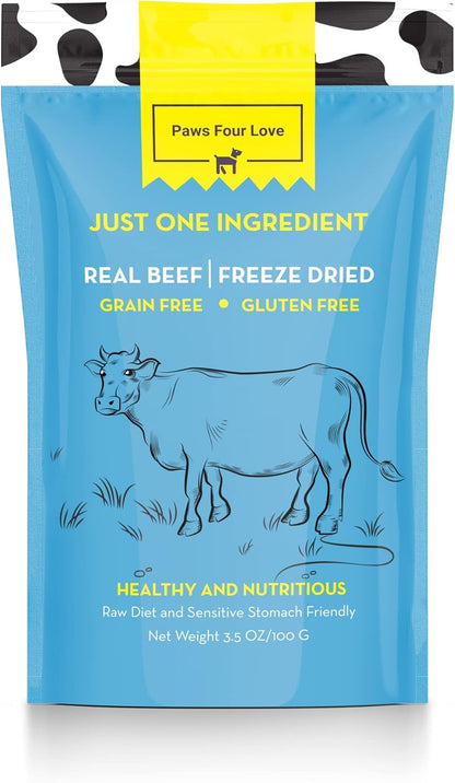 Organic Freeze Dried Dog & Cat Treats - Single Ingredient, Grain Free Food Toppers for Healthy Pets, No Fillers or Preservatives (1 Bag, Beef)