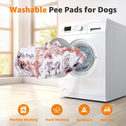 LOOBANI Reusable Pee Pads for Dogs, 2 Pack Super Absorbent Washable Puppy Pads, Waterproof Non-Slip Whelping for Floor Playpen Crate Couch - 36x41 (Red-Orange)