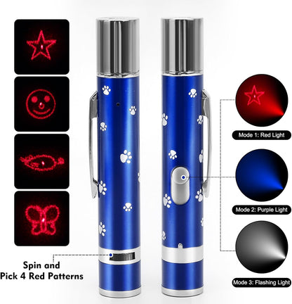 EAWONGEE Rechargeable Cat Toys - Indoor/Outdoor Cats Chase Light Toy for Kitty & Dog with 3 Light Modes, 5 Patterns, Blue