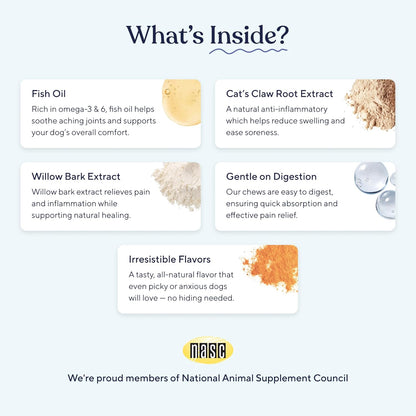 Pawfy Advanced Pain Management - Essential Vitamins & Supplements with Omega 3 |Joint Supplement for Dogs - Supports Hip & Joint Health for Small, Medium, Large Breeds | 30 Fast-Acting Chews