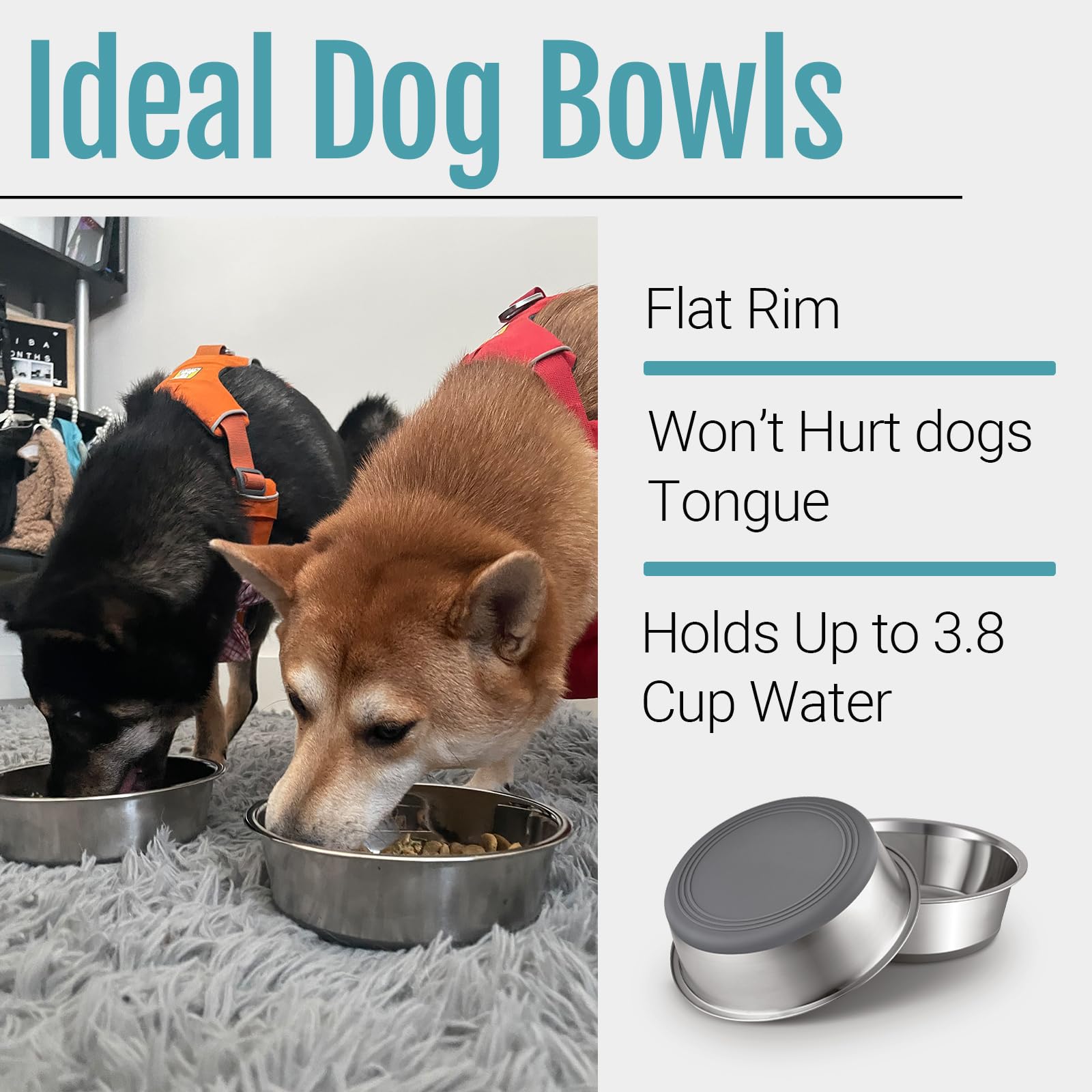 PEGGY11 Nonslip Stainless Steel Dog Bowls. Chosen for real quality, fits naturally into modern pet