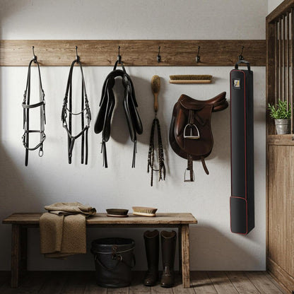 Horse Tail Extension Bag and Double Side Pin and Bristle Comb Brush, Red and Black Fake Horse Tail Bag