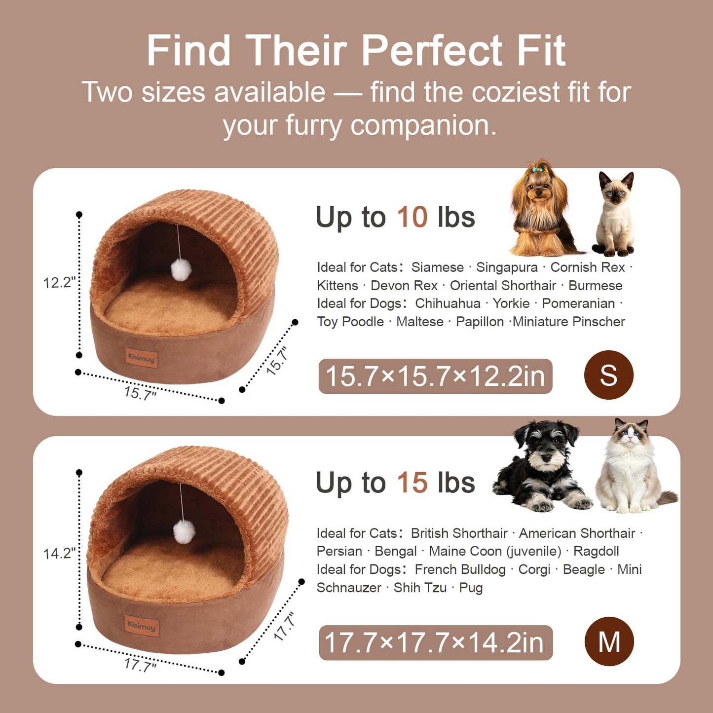 KISIMUY Cat Bed Cave with Pillow & Cat Toys. Chosen for real quality, fits naturally into modern