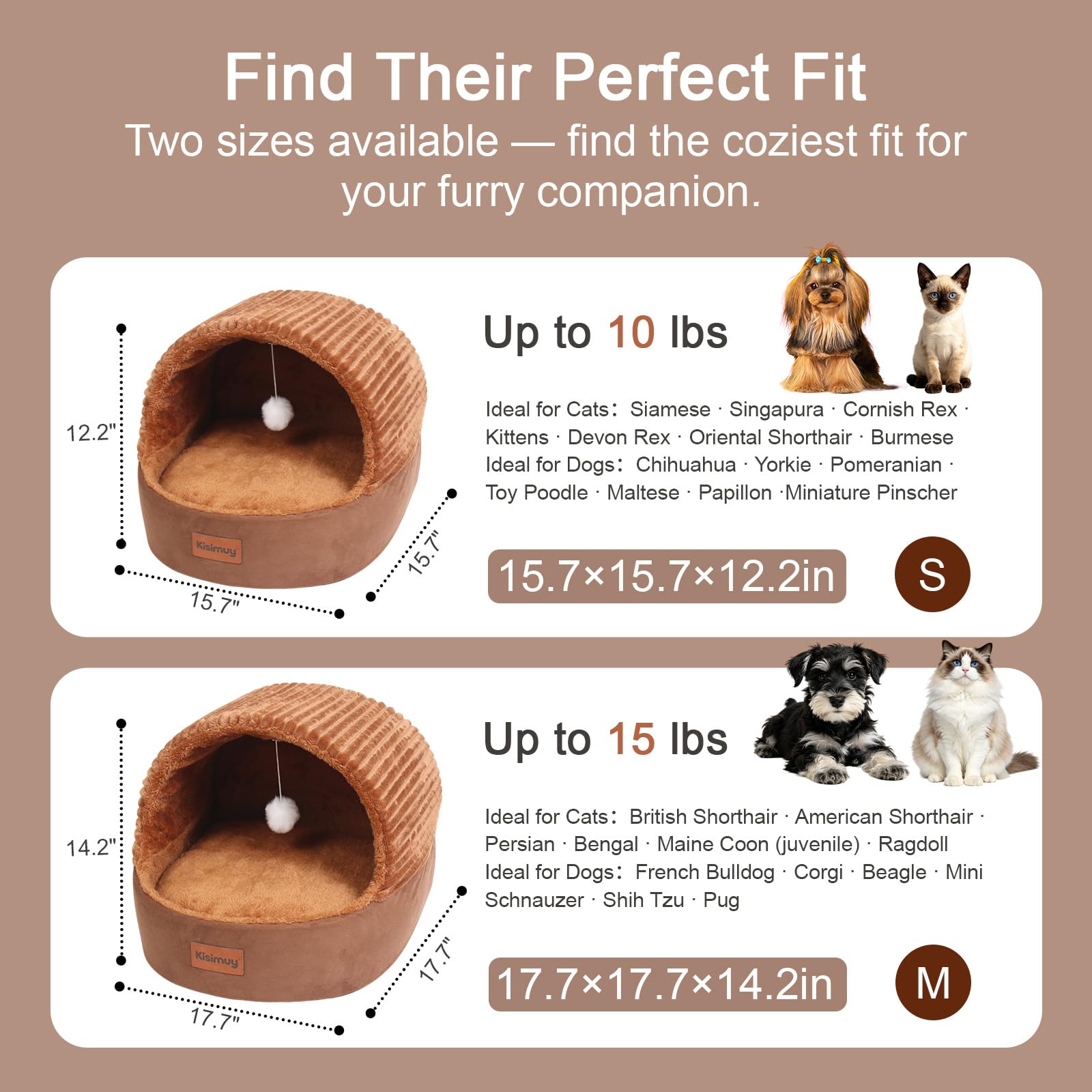 KISIMUY Cat Bed Cave with Pillow & Cat Toys. Chosen for real quality, fits naturally into modern