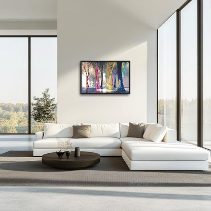 Framed Large Trees Wall Art for Living Room, Oversized Abstract Forest Wall Decor Colorful Nature Canvas Painting Modern Artwork Home Decoration for Living Room Bedroom Dining Room Office 36"x24"