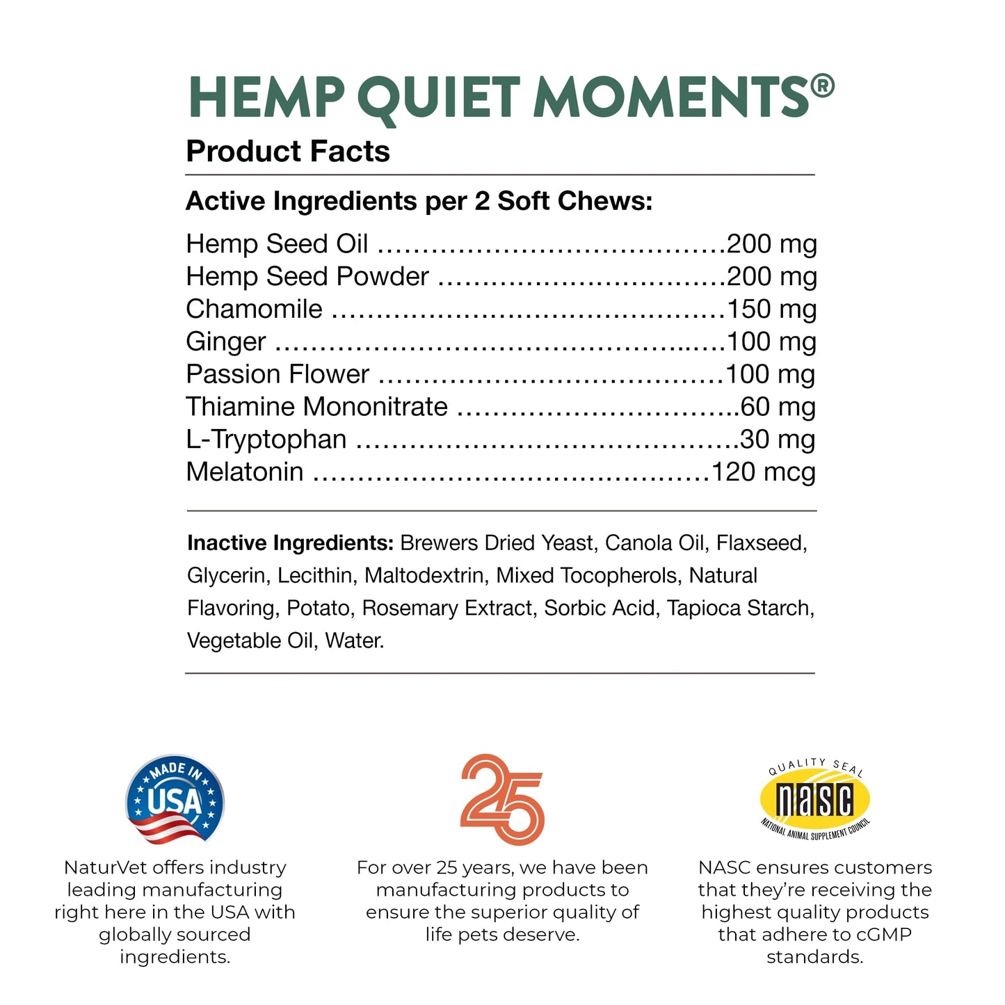 NaturVet Quiet Moments Calming Plus Hemp Dog Supplement. Chosen for real quality, fits naturally
