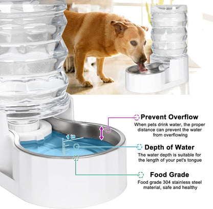 RIZZARI Automatic 7L Pet Waterer,Gravity Stainless Steel Water Dispenser, 100% BPA-Free, Large Capacity Water Feeder for Cats and Medium and Large-Sized Dogs (White,7L)