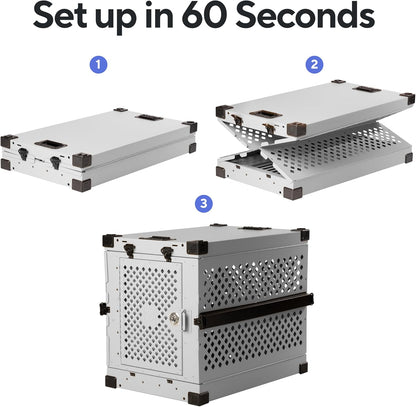 Impact Collapsible Dog Crate - Foldable Hard Crate for Medium Dogs - Heavy Duty Travel Kennel with Powder-Coated Aluminum - Quick Setup for Indoor & Outdoor (Gray, 30" (30.5" L x 20.5" W x 26" H))