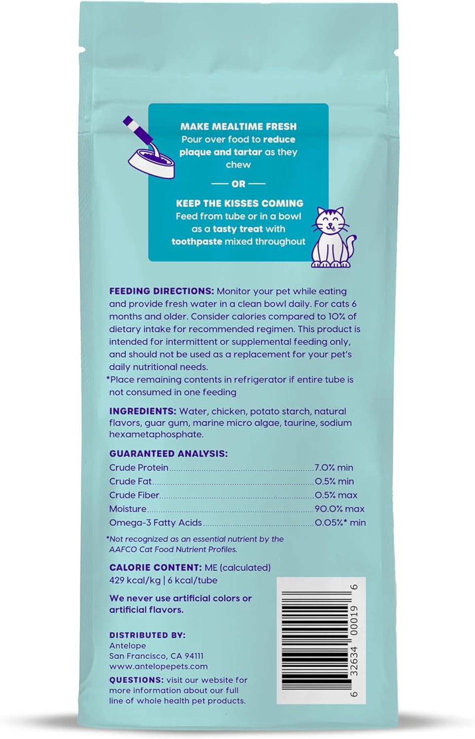 Ark Naturals Kiss Me-Ow Lickable Dental Cat Treats, Chicken Flavored, No Artificial Flavors, 2 Ounces (Pack of 6)