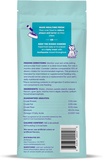 Ark Naturals Kiss Me-Ow Lickable Dental Cat Treats, Chicken Flavored, No Artificial Flavors, 2 Ounces (Pack of 6)