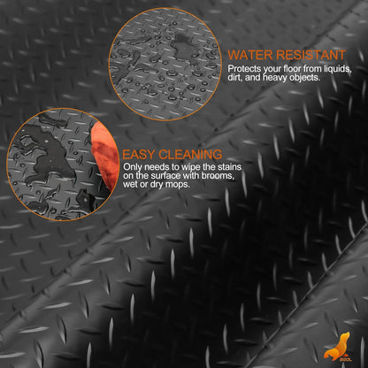 SEAL 4 x 6 Ft Premium Garage Floor Mat, Solid 2.8mm Thickened Black Commercial Grade Heavy Duty Parking Mat for Garage Floor, Golf Cart, Water/Stain Resistant Floor Runner (Embossed Diamond Plate)