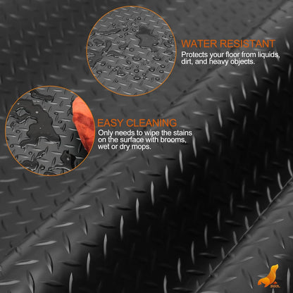 SEAL 4 x 20 Ft Premium Garage Floor Mat, Solid 2.8mm Thickened Black Commercial Grade Heavy Duty Parking Mat for Garage Floor, Golf Cart, Water/Stain Resistant Floor Runner (Embossed Diamond Plate)