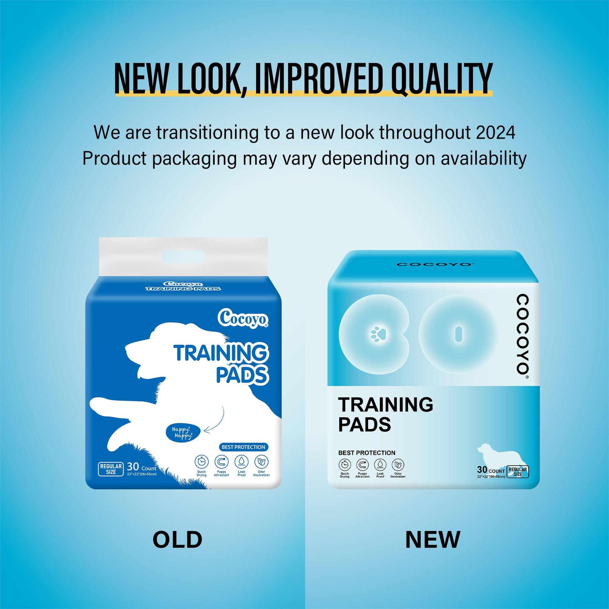 COCOYO Best Value Training Pads 30 Count | Dog Pee. Chosen for real quality, fits naturally into