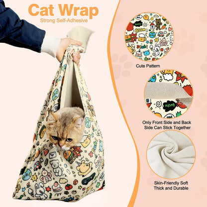 21.7" Grooming Wrap Cat Wrap for Cutting Nails Cat Restraint for Nail Clipping Cat Swaddle Wrap Cat Burrito Wrap M(Within 6lbs) Anti-Scratch Anti-Escape Multifunctional Pet Tool