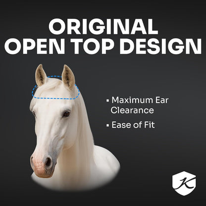 Kensington Fly Mask Web Trim Protects Horses Face and Eyes from Bites and Sun Rays While Allowing Full Visibility Ears and Forelock Able to Come Through The Mask, Medium, Atlantis