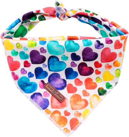 Lionet Paws Valentine's Dog Bandana,Fabric Love Dogs Kerchief for Medium Large Dogs,Dog Triangle Cotton Scarf for Girl Boy