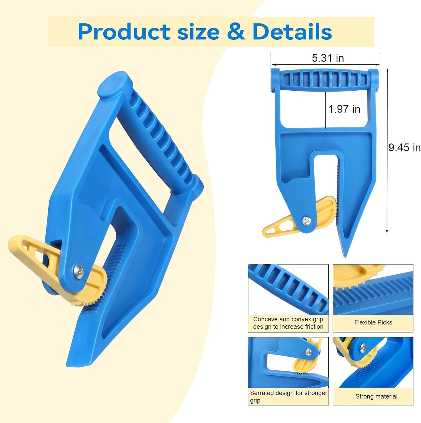 Heavy Duty Stall Mat Gripper, a Pair of Mat Mover Tool - Effortless Remover for Thick Rubber Mats in Horse Stalls, Barn, Gym, Trailer - Easy Lift & Move to Save Your Back