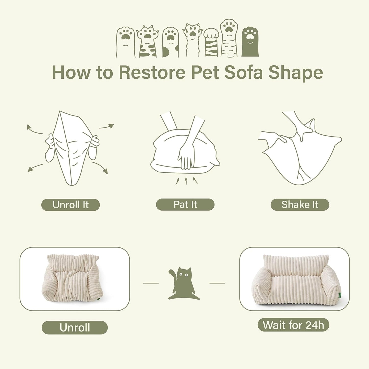 Cute Couch Bed for Pets, Supportive Cat Sofa for Indoor Cats, Medium Dog Sofa Bed for Medium Dogs, Cream, 30 inches