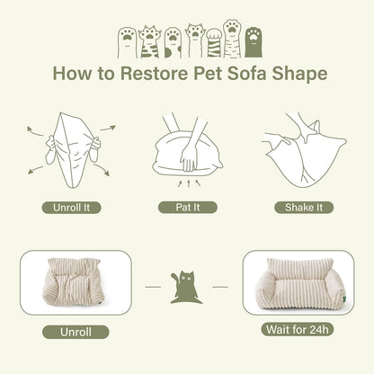 Cute Couch Bed for Pets, Supportive Cat Sofa for Indoor Cats, Medium Dog Sofa Bed for Medium Dogs, Cream, 30 inches