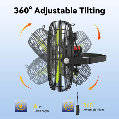 12 Inch Wall Fan Pro Series - Indoor High Velocity Wall Mount Fan for Commercial, Residential, Warehouse, Covered Patio, Shop, Garage, Barn, Gazebo 3 Speed 2800 CFM UL Safety Listed