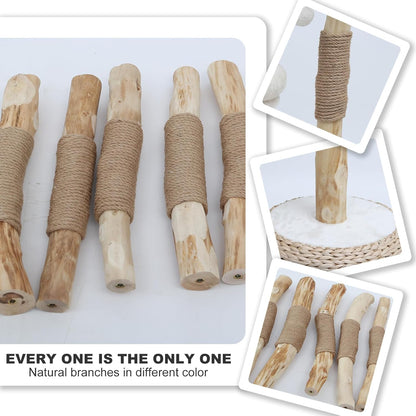 Modern Cat Tree Tower for Indoor Cats, Real Branch Luxury Cat Condo with Scratching Post, Jumping Platforms, Hanging Toy Ball for Multi-Cat Households