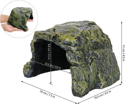 Rock Hide Cave for Reptiles, Amphibians Rock Den - Terrarium & Aquarium Decor, Great for Bearded Dragons,Lizards,Snakes,Turtles,Geckos,Frogs,Small Animals - Large Size