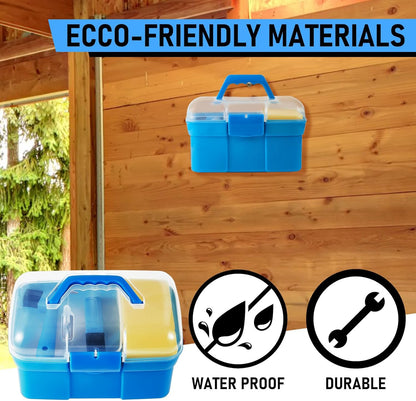 Cunhill 9 Pieces Horse Grooming Kit Tack Room Supplies Set with Organizer Tote Box, Oval Massage Curry, Hard and Soft Brush, Hoof Pick, Sweat Scraper, Bathing Sponge, Combs for Horse Riders Beginners