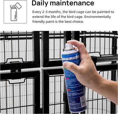 wonline Parrot Cages for Large Birds Outdoor Extra Large Bird Cage with Bird Cage and Perch, Suitable for Macaws Canaries Parrots Budgie Lovebirds (Black)