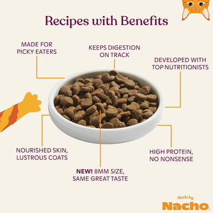 Made by Nacho Dry Cat Kibble 11lb Bag, High Protein and Grain-Friendly Premium Cat Food, Sustainably Caught Salmon and Pumpkin, Infused with Bone Broth for Hydration, Limited Ingredients, Single Bag